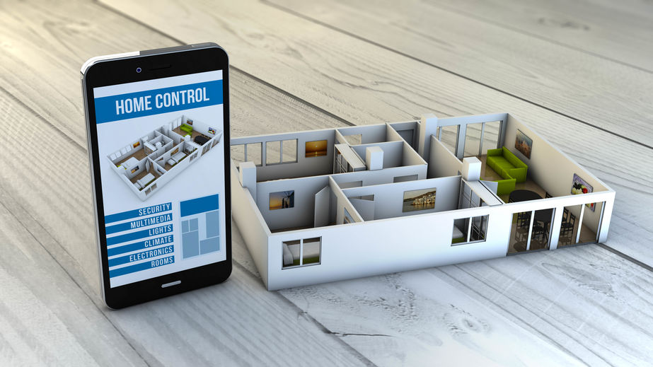 home automation smartphone with flat mock-up